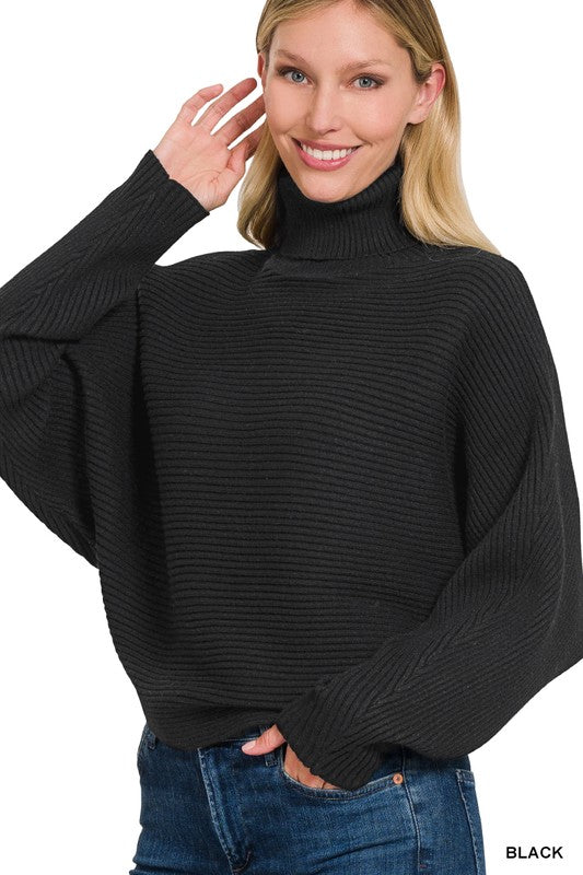 Viscose Dolman Sleeve Turtleneck Sweater