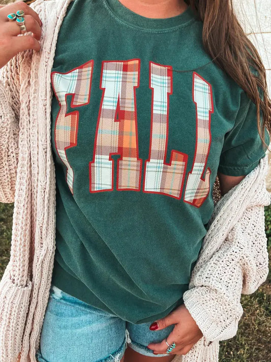 Fall Plaid Graphic Tee (Preorder)